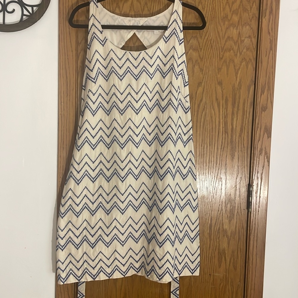 Ann Taylor LOFT Zig Zag Eyelet Cotton Sleeveless Dress Size 12